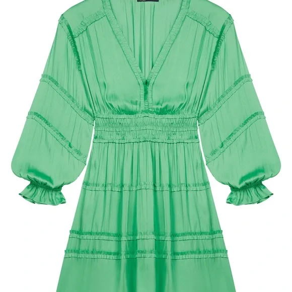 Maje Green Satin Mini Dress, Size 38 (6)